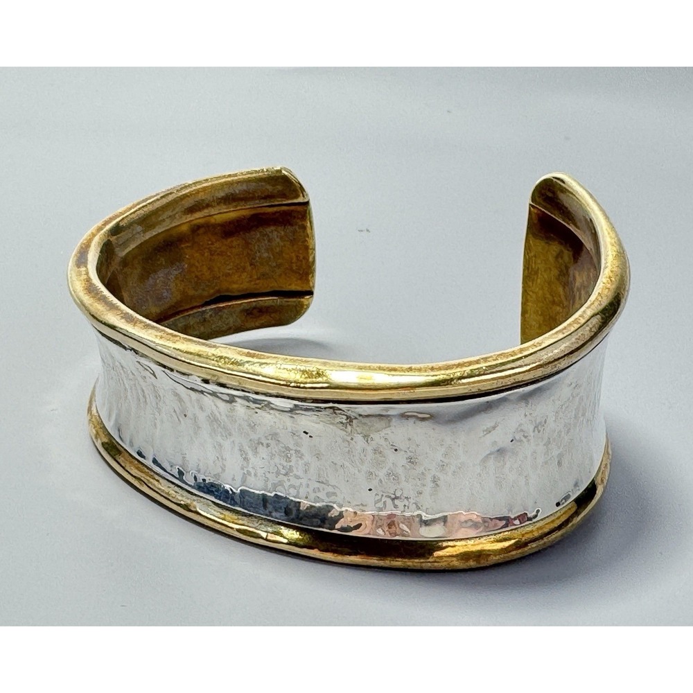 Lazaro Gutierrez Navajo Sterling Silver Solid Brass Modernist Cuff Bracelet 6.5